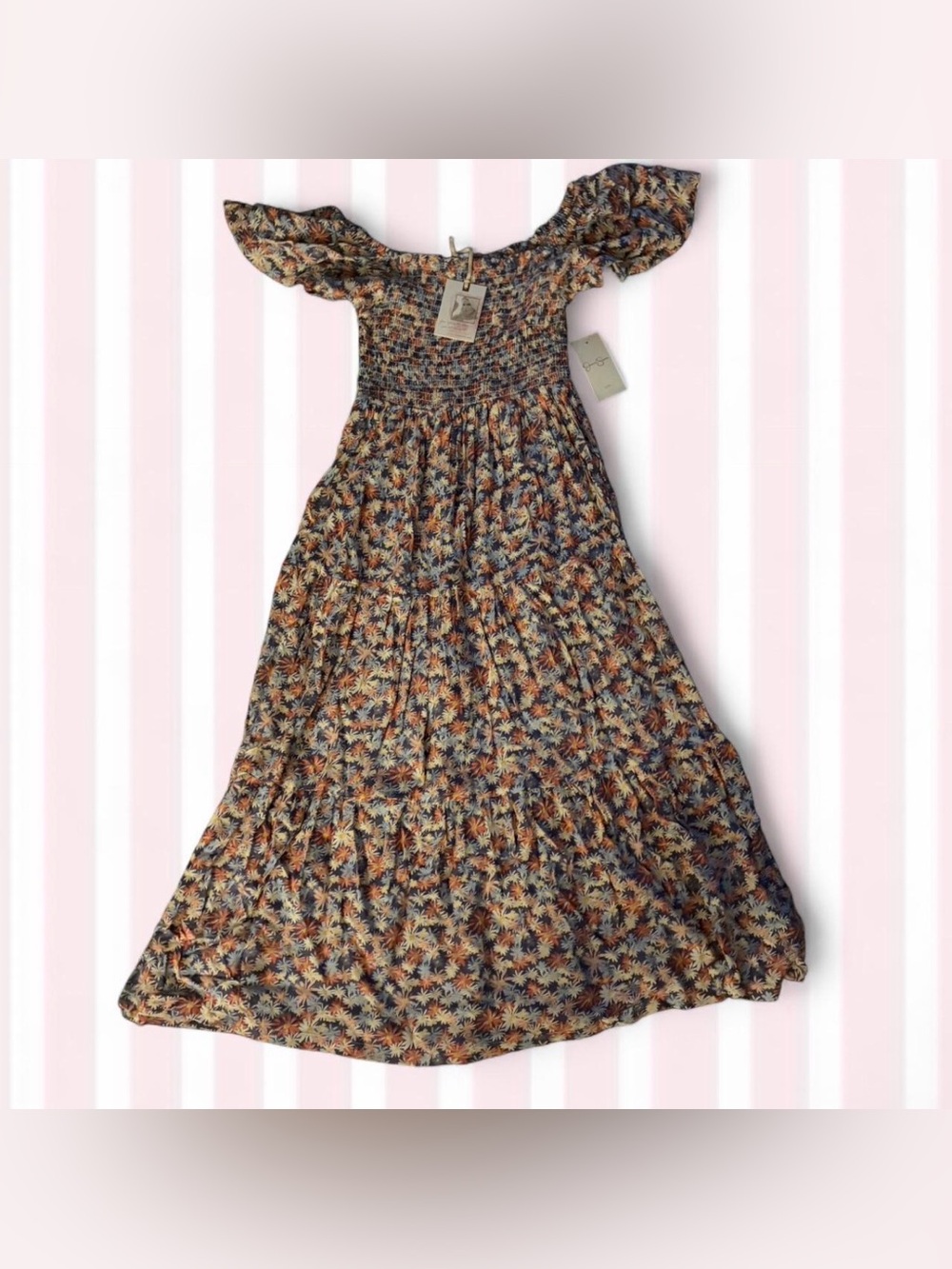 Floral Puff-Sleeve Maxi Dress in Multi-Color